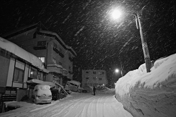 Heavy snow in the village last night.