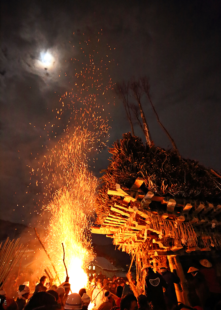 Dosojin fire festival Nozawa Onsen.