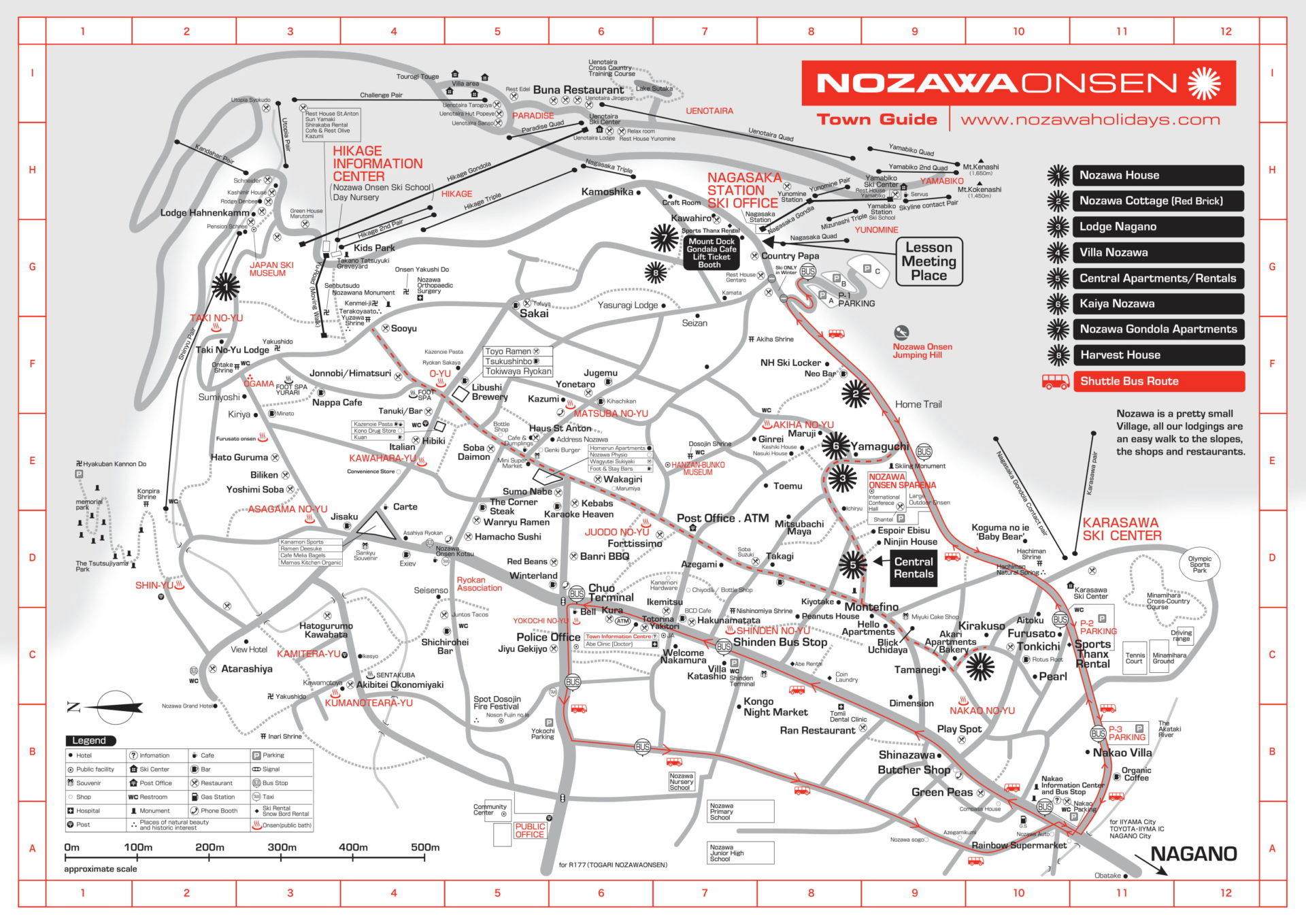 Nozawa Onsen Maps, trail maps, access map, village map